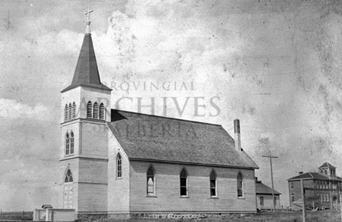 View of the exterior of St. Mary's Church in Provost, Alberta